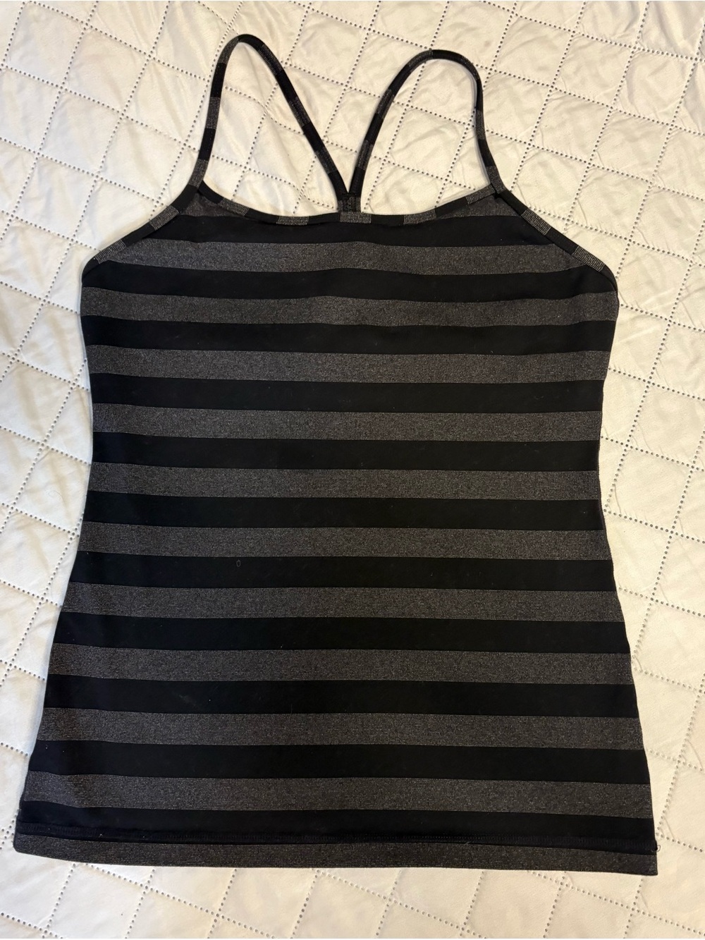 Lululemon Vintage black and gray striped power Y racer back tank top. 
Size 8